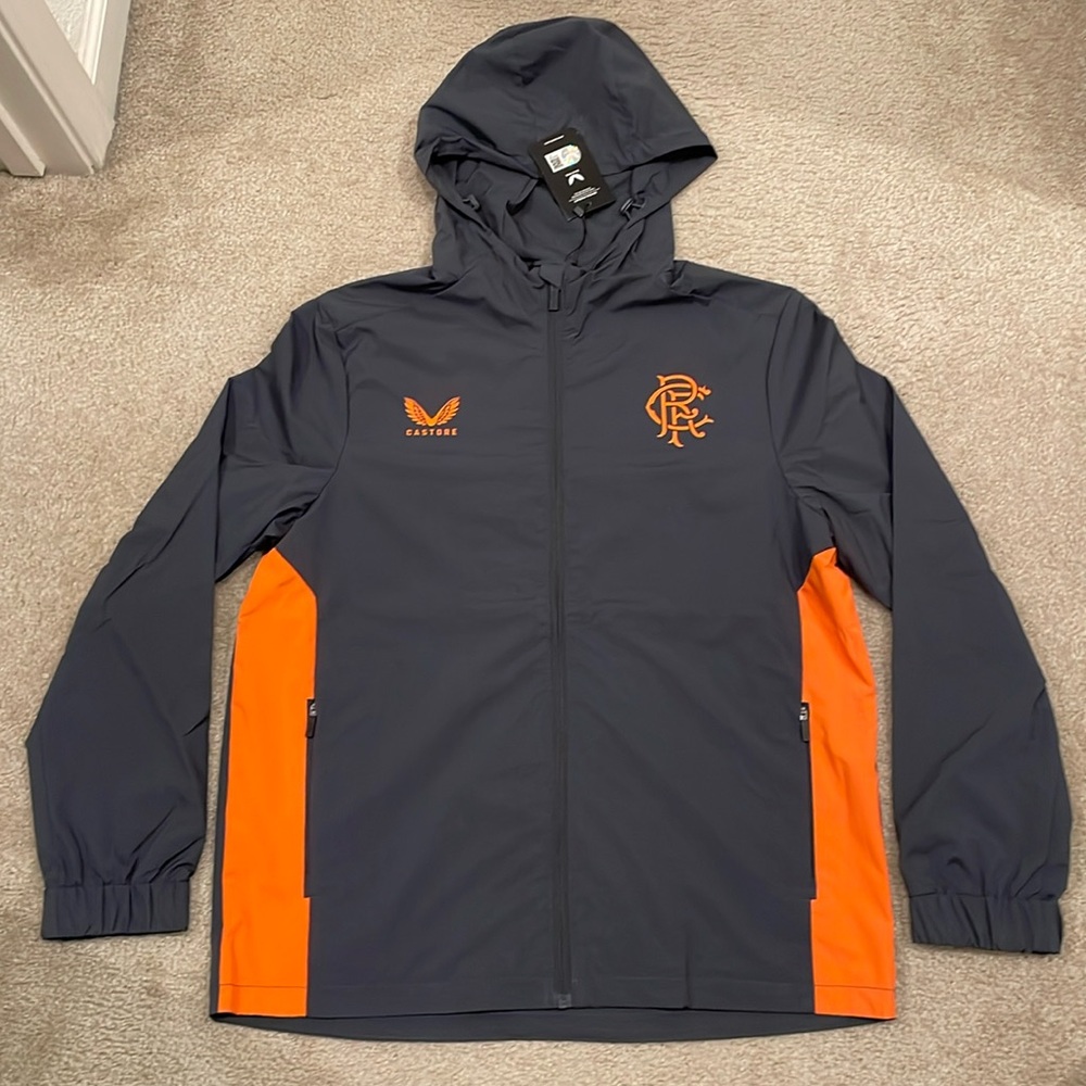 Castore Rangers Mens 23/24 Lightweight Training Jacket - Grey/Orange size L NWT